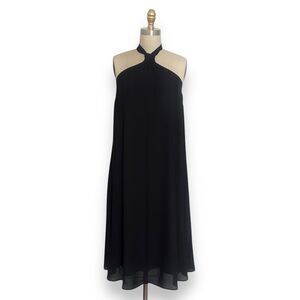 INC International Concepts Women's Black Halter Swing Shift Midi Dress Size M